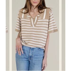 Things between Striped Short‎ Sleeve
Collar Knit Top medium